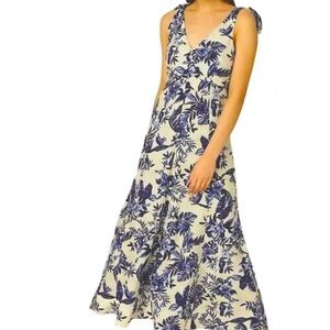 Mango Blue and White Floral Dress